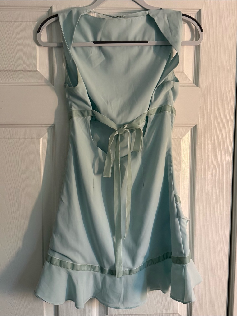 Light Blue Ruffle Hem Mini Dress - Picture 5 of 6